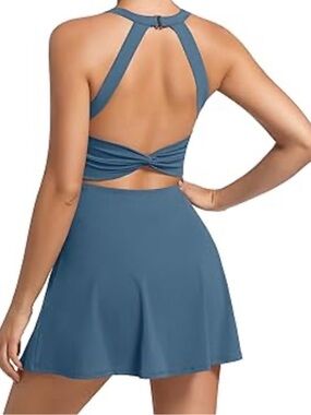 Blue Open-Back Summer Dress - Women's